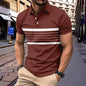 Summer V-neck Button Striped All-matching T-shirt