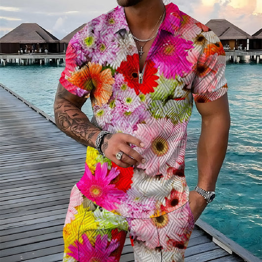 Polo Shirt Suit Lapel Short Sleeve Shorts Casual Men's