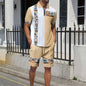 Fashion Colorblock Zipper Short Sleeve Shorts